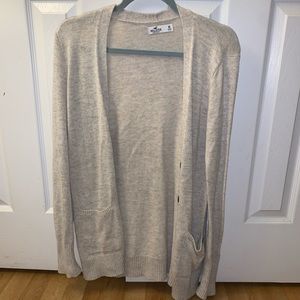 Hollister mid-length beige cardigan